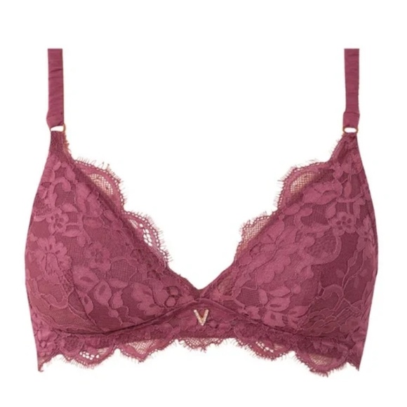 NWT Valery Macarons Lace Triangle Bra Purple / Eggplant (34C) - Picture 1 of 6